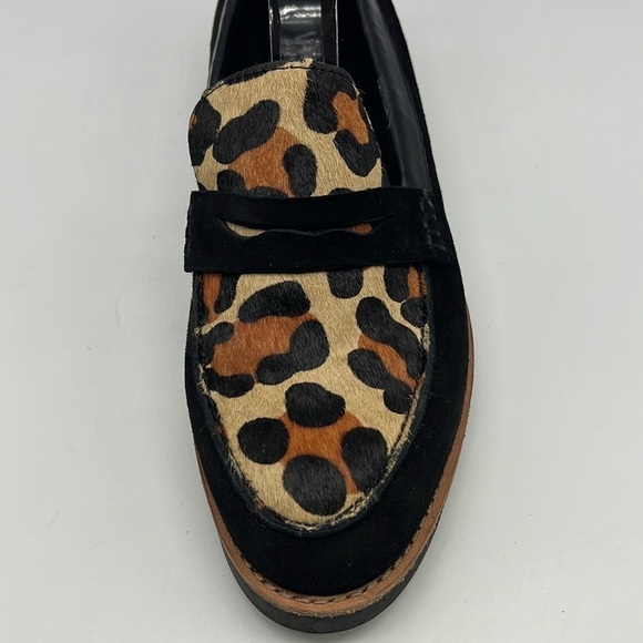 Vaneli - Leopard  Print Tan Pattern Black Suede Slip On Penny Loafers Size 8 - Picture 11 of 15